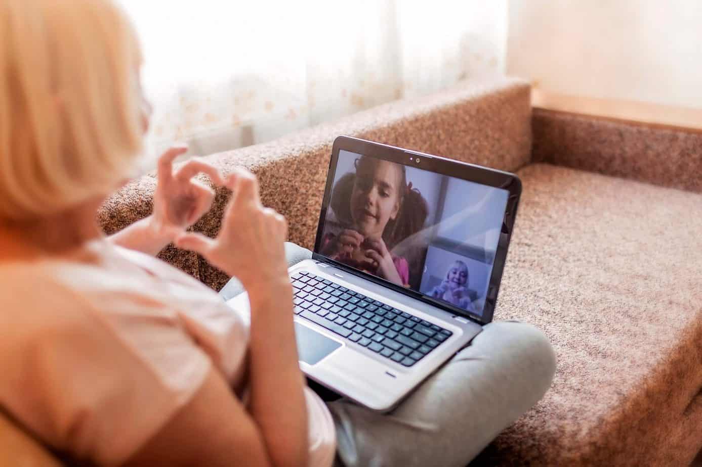 grandmother taking to grandaughter via internet