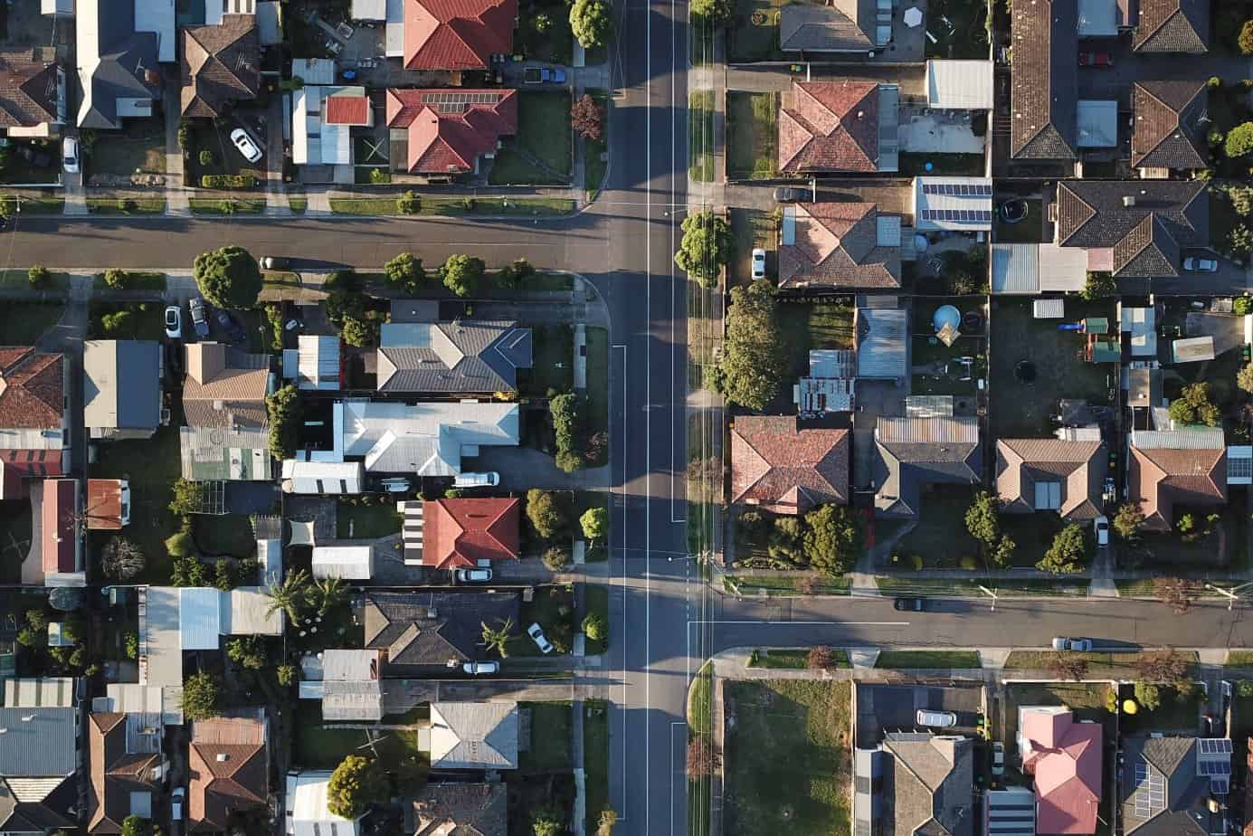 Aerial view of a neigbourhood